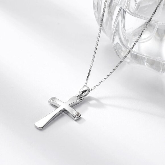 Sterling Silver Cross Necklace 925 Women Gift Jewelry 18+2 Inch - Picture 8 of 8
